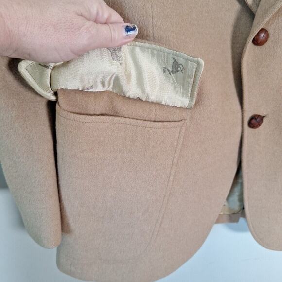 Vintage 70s Camel Tan 2 Button Sport Coat Blazer Jacket Men 41 R Neutral Retro - Picture 3 of 10